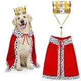 PAYHTOW Dog Halloween Costumes, Dog King Costume Funny Pet King Cloak and Crown Set Prince Cape Halloween Costumes for Small Medium Large Dogs Pets (Large)