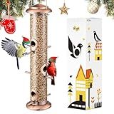 iBorn Metal Bird Feeders Brushed Copper Wild Bird Feeder for Outdoors Hanging All Metal Brushed Copper Finishing 14 Inch 6 Port(Seed is not Included)