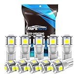 Marsauto 194 LED Bulb 6000K White 168 T10 2825 W5W 5SMD Replacement Bulbs for Car Dome Map Door Courtesy Side Marker Reading Glove Box License Plate Lights (Pack of 10)(Clear Lens Side Marker)