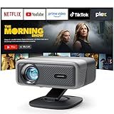 [Officially-Licensed APP & 2500 ANSI] 4K Projector with WiFi and Bluetooth,TOF Real-Time Auto Focus Smart Projector, AuKing Outdoor Movie Home Theater Proyector with Omni-Adjustable Stand(Grey)