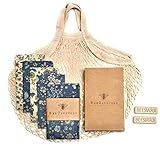 4-Pack Reusable Beeswax Wraps with Produce Bag & 2 Beeswax Bars
