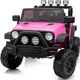 Outfunny Kids Ride on Car Toy, 12V Electric Car for Kids with Remote Control, LED Light - Hot Pink