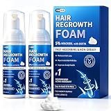 YIUI 5% Minoxidil Foam: Hair Regrowth Treatment - 2 Months Supply Unscented Mousse for Men and Women, 120ml (2x60ml) Non-Greasy Formula for Thinning Hair, Receding Hairline & Beard Growth