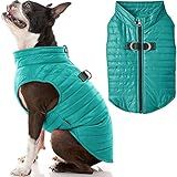 Gooby Puffer Vest Dog Jacket - Turquoise, Medium - Ultra Thin Zip Up Wind Breaker with Dual D Ring Leash - Water Resistant Small Dog Sweater Coat - Dog Clothes for Small Dogs Boy or Medium Dogs, (18")