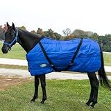 Country Pride Sentinel Channel Quilt Horse Stable Blanket, Midweight Open Front, 420D Nylon Outer Shell, 250g Poly-Fill Insulation, Wither Protection, Adjustable Leg Straps, Bias Surcingle (76,Blue)