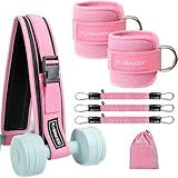 Hip Thrust Belt for Weights and Ankle Resistance Bands with Cuffs for Working Out,Hip Thrust Belt for Dumbbells Heavy, Kettlebells, Plates,Hip,Leg and Booty Builder, Glute Bridge Band (Pink)