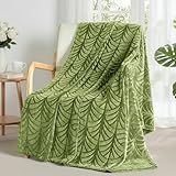 Whale Flotilla Flannel Fleece Throw Blanket for Couch, Soft Fluffy Velvet Sofa Blanket, Decorative Vintage Pattern, Cozy Warm Lightweight for Spring Summer, 50x60 Inch, Olive Green