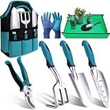 Kynup Garden Tools 7-Piece, Gardening Hand Tools, Gardening Tools Set Cultivators Pitchforks with Rust-Proof,Stainless Steel, Aluminum Alloy Material, Gardening Supplies Set Ideal Gift