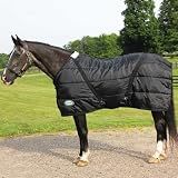 Country Pride Sentinel Channel Quilt Horse Stable Blanket, Midweight Open Front, 420D Nylon Outer Shell, 250g Poly-Fill Insulation, Wither Protection, Adjustable Leg Straps, Bias Surcingle (74,Black)