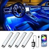 Honalia Interior Car Lights, 4Pcs Car LED Lights with Music Mode and Scene Options, Footwell Lighting for Car with Smart APP Control & USB Charger for Truck DC 5V