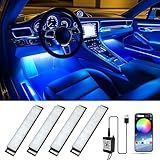 Honalia Interior Car Lights, 4Pcs Car LED Lights with Music Mode and Scene Options, Footwell Lighting for Car with Smart APP Control & USB Charger for Truck DC 5V