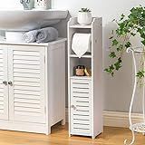 AOJEZOR Toilet Paper Holder Stand: Bathroom Storage Cabinet Beside Toilet for Small Space Bathroom with Toilet Roll Holder - White