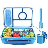 Demiue Lunch Box Kids,Bento Box Adult,Lunch Containers for Adults/Kids/Toddler,5 Compartments Bento Lunch Box with Sauce Vontainers,Microwave & Dishwasher & Freezer Safe,BPA Free(Blue)