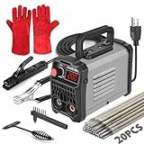 Hpoouo 200Amp 20PCS Rods Stick Welder, Super MINI Portable Welding Machine, IGBT Inverter Welder Machine 110V with Hot Start Arc Force Anti-Stick, for 1/16"-1/8" Rod ARC Welder, Chip Hammers (Gray)