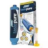 Camco Tastepure RV Water Filter - New & Advanced RV Inline Water Filter with Flexible Hose Protector - GAC & KDF Filtration - Made in USA - Camping Essentials for Fresh Drinking Water (40043)