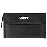 GQIRIL Fireproof Waterproof Document Bag - 5200°F Water Resistant Fire Proof Money Bag, 3 Layers of Heat Insulated Storage with Zipper, 7.9"x5" Portable Files Safe Pouch for Cash Passport (Black)