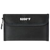 GQIRIL Fireproof Waterproof Document Bag - 5200°F Water Resistant Fire Proof Money Bag, 3 Layers of Heat Insulated Storage with Zipper, 7.9"x5" Portable Files Safe Pouch for Cash Passport (Black)