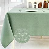 IVAPUPU Textured Linen Table Cloth for Rectangle Tables - Sage Green Tablecloths Rectangular Waterproof Wrinkle Free Wipeable Dining Table Cover for Spring Easter Decor Wedding Birthday, 52 x 70 Inch