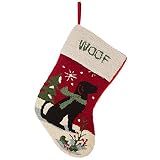 Glitzhome 19" L Handmade Hooked Dog Christmas Stocking for Family Holiday Season Party Decor