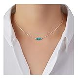 keenove Dainty Real Turquoise Crystal 925 Sterling Silver Choker Collar Necklace and Women Spiritual Healing Crystal Stone December Birthstone Box Chain Jewelry Gift for Her Young Lady