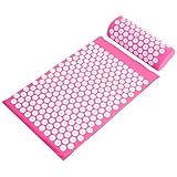 Fitvids Acupressure Mat and Pillow Set for Back/Neck Pain, Acupuncture Products to Relieve Muscle Fatigue, Improve Insomnia for Sedentary People, Acupuncture Eases Stress, Massage Mat, Pink