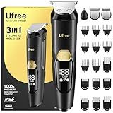 Ufree 3-in-1 Beard Trimmer Kit, Men's Electric Shaver Razor for Mustache Body Nose Facial Hair, Professional Hair Trimmer, Rechargeable Clippers, Waterproof Beard Grooming, Birthday Gifts for Men