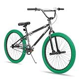 JOYSTAR 24 Inch Kids Bike Freestyle BMX Bikes for 8-12 Years Old Boys Girls and Beginner Riders, 24 Inch Bikes with Green Tires, Green