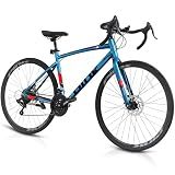 Pipleo Road Bike, 700C City Commuter Bicycle, 21 Speeds Shimano Drivetrain Sport Racing Bike, Light Weight Aluminum Frame, Urban Bike for Men Women Adult Bicycle (Blue, Frame Size 53CM)