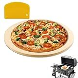 MAXTBEE 16 Inch Circle Pizza Stone for Oven and Grill,0.6" Thick Round Heavy Duty Cordierite Bread Baking Stone for Crisp Pizza Cookies (With Scraper)