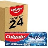 Colgate MaxFresh Cool Mint Toothpaste, Travel Size Toothpaste for Bad Breath with Fluoride and Hundreds of Mini Breath Strips, Leaves Mouth Feeling Refreshed for Hours, Fights Cavities, 1.0 oz
