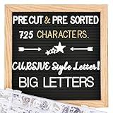 Felt Letter Board with Letters, Pre Cut & Sorted 725 Letters, First Day of School Board, Baby Announcement Sign, Pregnancy Announcement, Custom Signs & Wood Stand, 10x10in Message Board, Classroom Decor Sign Board
