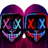 Poptrend Halloween Mask LED Light up Mask Scary mask for Festival Cosplay Halloween Costume Masquerade Parties,Carnival,Gift (2 PACK-B)