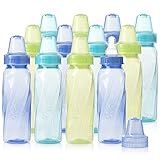 Evenflo Feeding Classic Tinted Plastic Standard Neck Bottles for Baby, Infant and Newborn - Teal/Green/Blue, 8 Ounce (Pack of 12)