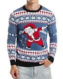 Runhit Ugly Christmas Sweater for Men Women Knitted Long Sleeve Ugly Christmas Sweater Funny Santa Pullover for Holiday M