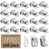 500-PACK SUS304 Wire Cable Clips, S Wire Management Clips for (1) 12-Gauge USE-2 to (2) 10-Gauge PV-1000V Wires, Fits Solar Frame LED Lights on Roofs Fencing Trailer