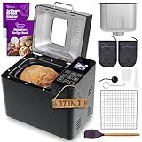 Deluxie 2LB Sourdough Bread Maker Machine for Home Bakery - 17 Program Gluten Free Bread Machine Maker with 15H Timer, 3 Loaf/Crust Sizes, Nut Dispenser - Aluminum Breadmaker Machines w/Recipe Book