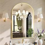 Sweetcrispy 24"x 36" Arched Gold Bathroom Mirrors for Wall