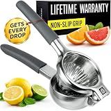 Large Lemon Squeezer Stainless Steel Press - Non-Slip Grip, Heavy Duty, Manual Design - Effortless Pro-Grade Lemon, Lime, Orange, and Citrus Fruit Hand Held Lemon Juicer Squeezer - No Seeds, Max Juice