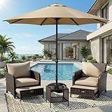 LEVELEVE 9FT Outdoor Patio Umbrella with Easy Crank - UV Resistant & Waterproof Market Umbrella with Ventilated Canopy, 8 Sturdy Ribs & Powder-Coated Frame for Garden, Deck, Backyard, Pool, Patio Table