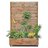 15.7"×70.9"×47.2" Metal Raised Garden Bed with Trellis and Wheels - Tall Trellis Planter Box for Climbing Plants, Vegetables & Vines - Outdoor Privacy Planters for Patio (Natural Wood Grain)
