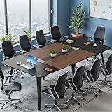 Furmax 8FT Conference Table, 94.48” Meeting Seminar Table with Cable Grommets, Boardroom Table Workstation for Meeting Room, Office Conference (Black & Walnut)