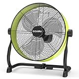 12 Inch Battery Operated Fan, Portable Rechargeable Cordless Fan High Velocity Heavy Duty Metal Floor Fan for Camping Hurricane Home Warehouse