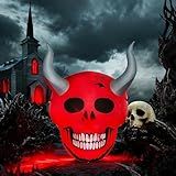 Halloween Inflatables Ghost Decorations Outdoor - 4 FT Horror Red Skull Halloween Blow up Yard Decorations Cute Ghost with LED Build-in for Garden Lawn Indoor Party Decor
