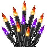 TW SHINE Purple and Orange Halloween Lights, 20FT 100 Count Incandescent Mini String Lights, Waterproof Halloween Decorations for Outdoor Indoor Patio Home Party Garden Yard Decor