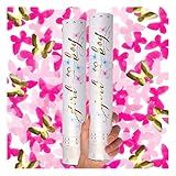 PrimePure Gender Reveal Confetti Cannon - Butterfly Confetti Poppers - Pink, 2 Pack - Baby Girl Gender Reveal Party Poppers Shooters - Pink Paper and Gold Butterflies Baby Shower Party Gun