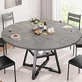 Jocoevol 51" Round Dining Table for 6,Kitchen Dining Room Circle Dinner Pedestal Table,Space Saving Wood Kitchen & Dining Room Furniture (Grey, 51In)