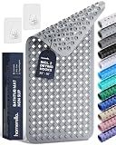 Bathtub Mat Non Slip 35x16 - homerella® Bath Mat Incl. Hooks for Drying, Extra Long, 100% BPA Free, Shower Mat Non Slip Anti Mold, Machine Washable, Shower Mats for Inside Shower Mildew Resistant