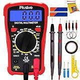 Plusivo Digital Multimeter Tester 2000 Counts AC DC Voltmeter Ohm Volt Amp Multi Meter Measures Voltage, Resistance, Current, Continuity, Tests Battery and Diode with Test Probes for Electricians