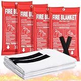Andyssey Fire Blanket 4 Pack - 40" x 40" Prepared Emergency Fire Blanket for Home and Kitchen, RV, Grill, Fireplace, Safe & Easy for Young Adults and Elderly Living Alone