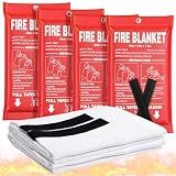 Andyssey Fire Blanket 4 Pack - 40" x 40" Prepared Emergency Fire Blanket